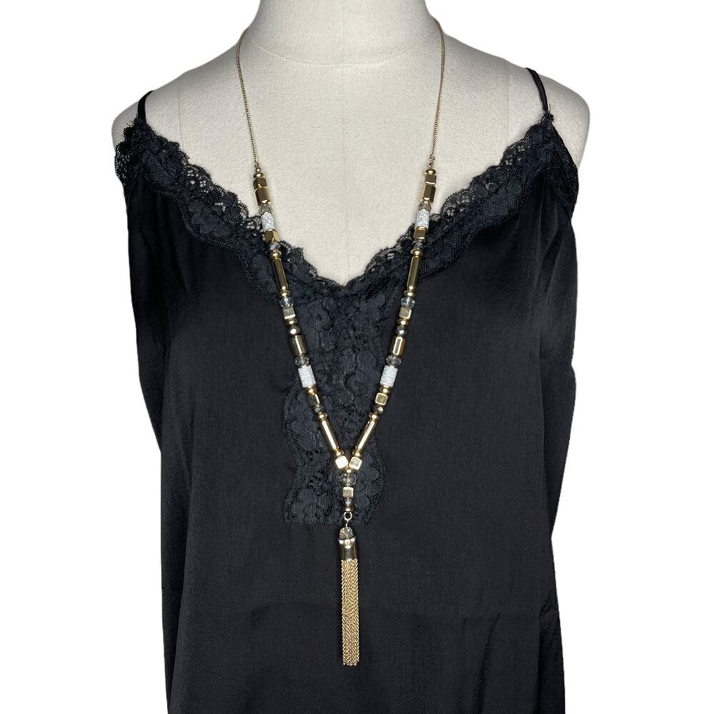 The Limited Gold and Silver Beaded Tassel Necklace